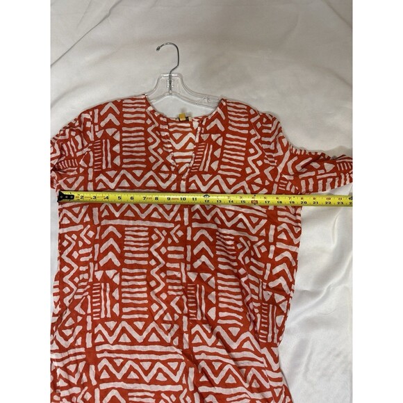 ROBERTA ROLLER RABBIT Lightweight V-Neck Pullover Tunic Shirt Orange Size Medium - Picture 6 of 10